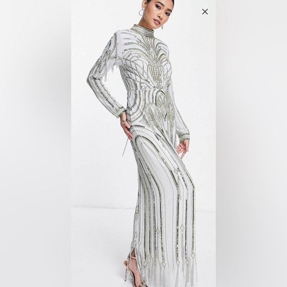 ASOS Stunning bodycon maxi dress with art nouveau embellishment in a size 4 - Picture 10 of 10